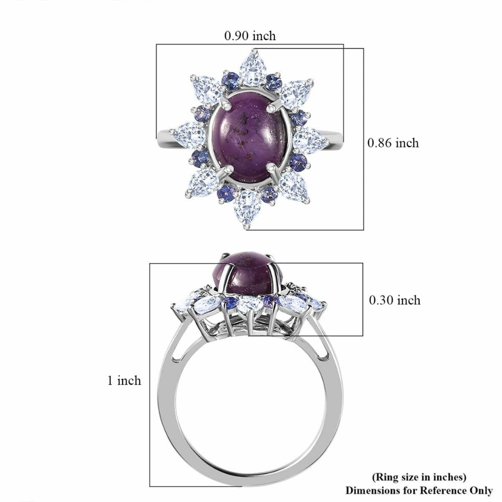 Rare Indian Star Ruby, Moissanite &TanzaniteStar Burst Ring - Picture 10 of 10
